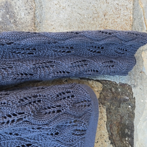 Soma, Dark Grey lacy weave Sweater Wrap with tie front, Fairy, whimsigoth,Cotton - Picture 4 of 7